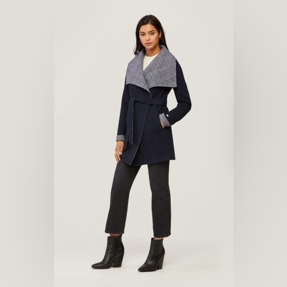 SOIA & KYO BRIDGETTE COAT PLAID Wrap Medium Wool Blend
